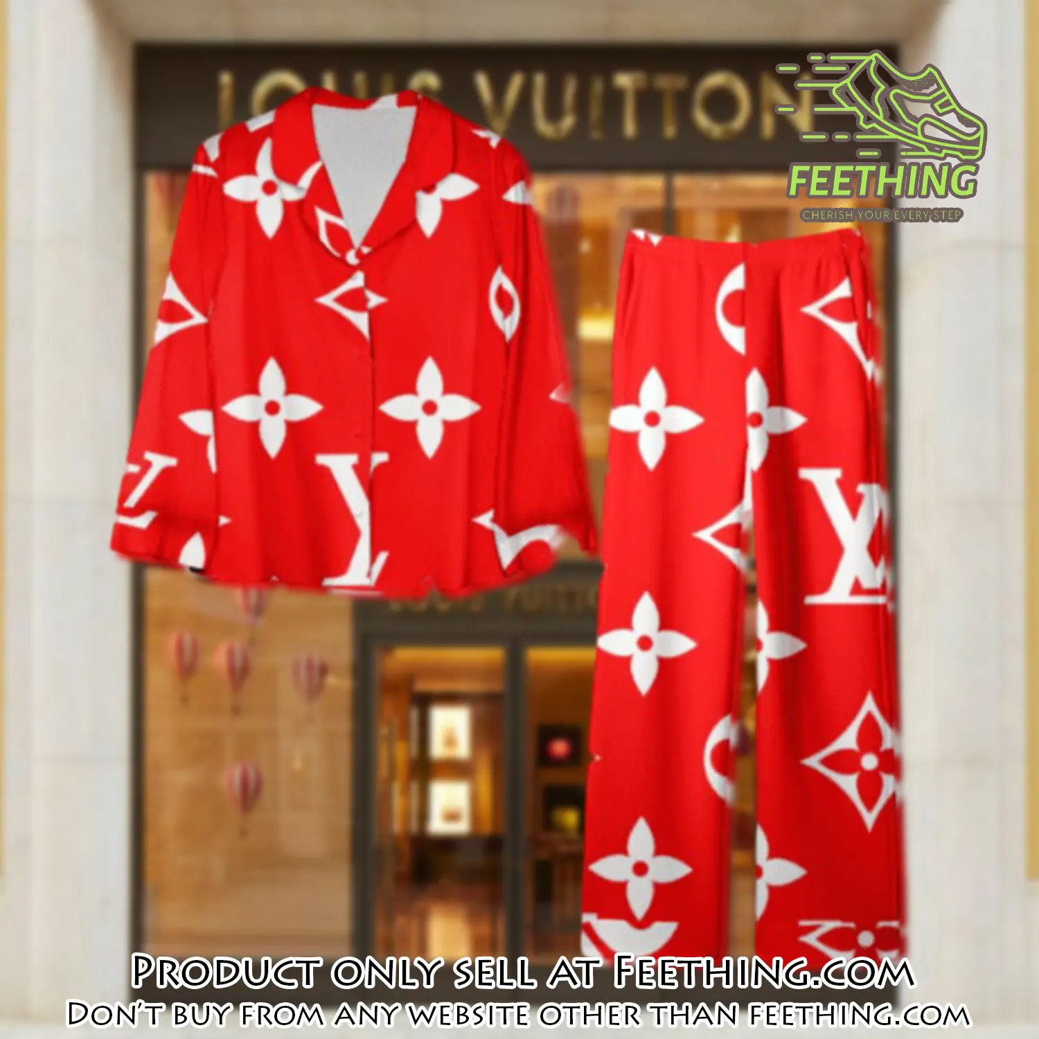 Trending luxury lv satin pajama set pjs1094 ft5905924